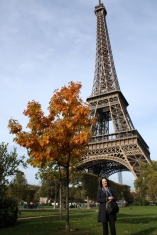 My mum in front of the Eiffel Tower